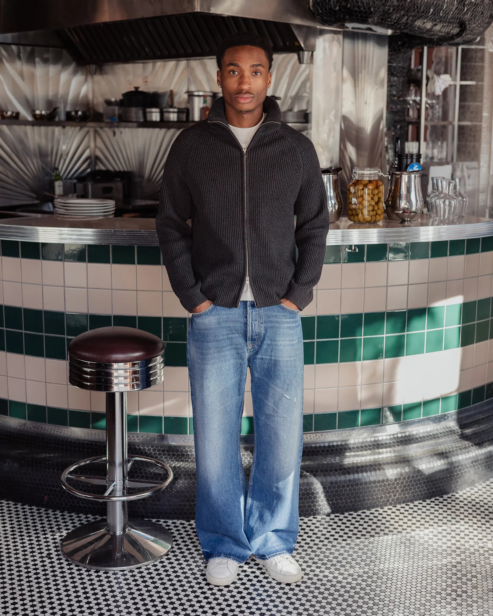 KNITTED CARDIGAN BLACK TWO-TONE