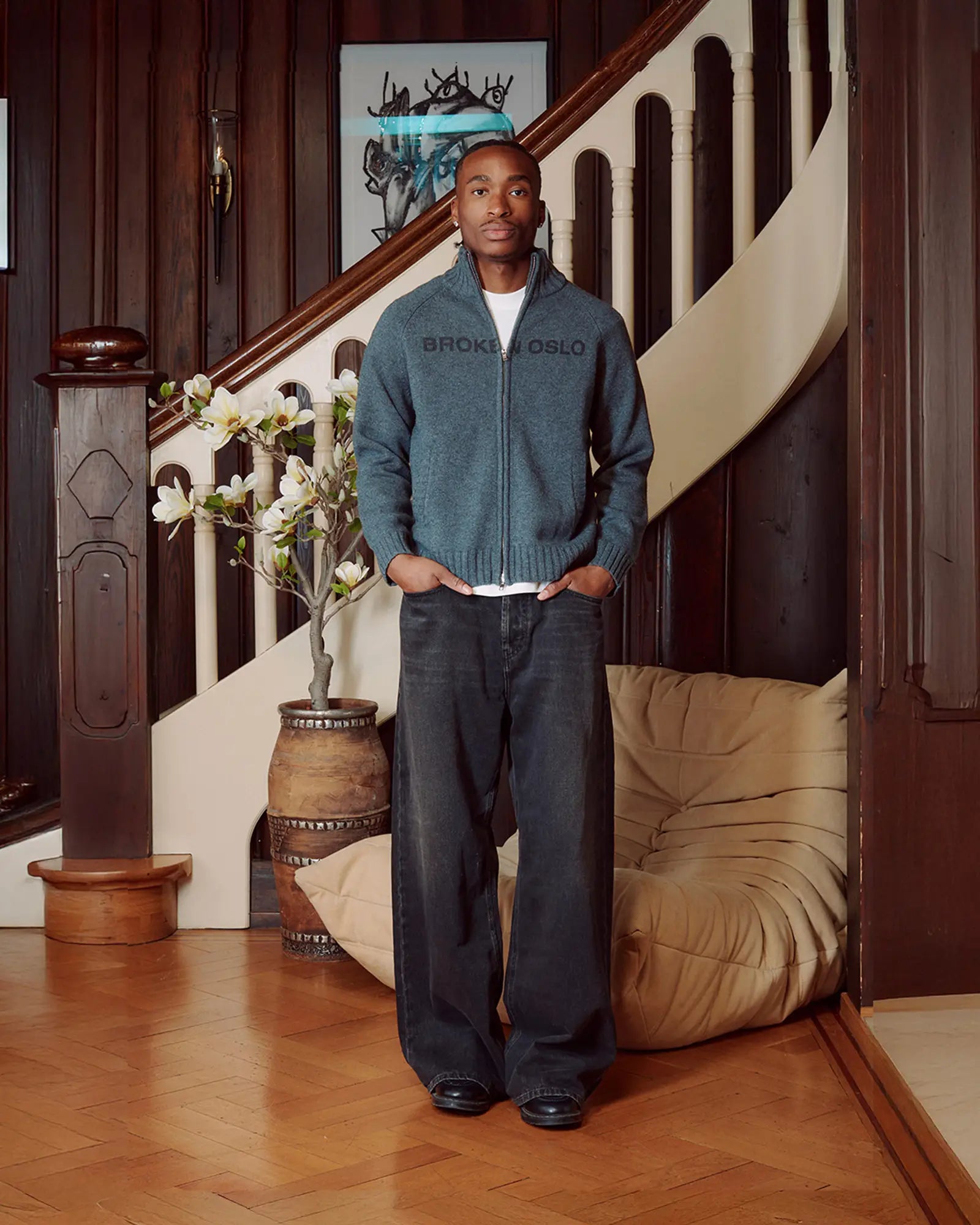 MERINO ZIP GREY