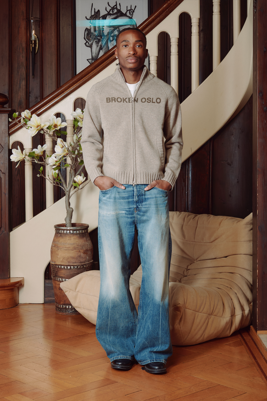 MERINO ZIP BROWN