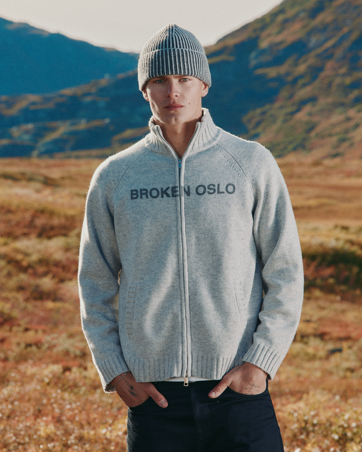 FOLDED BEANIE TWO-TONE GREY