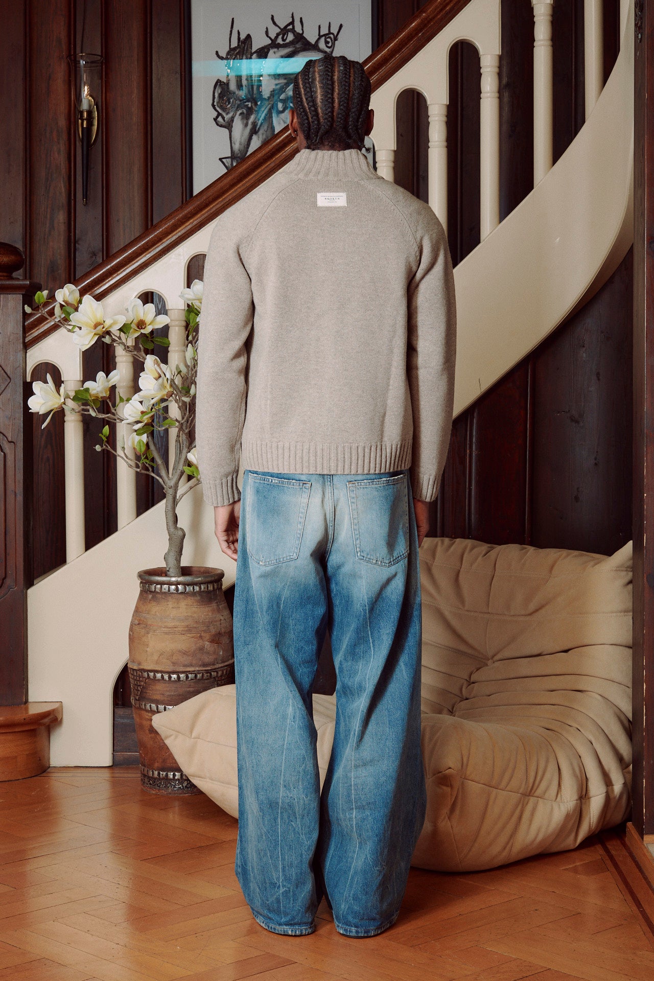 MERINO ZIP BROWN