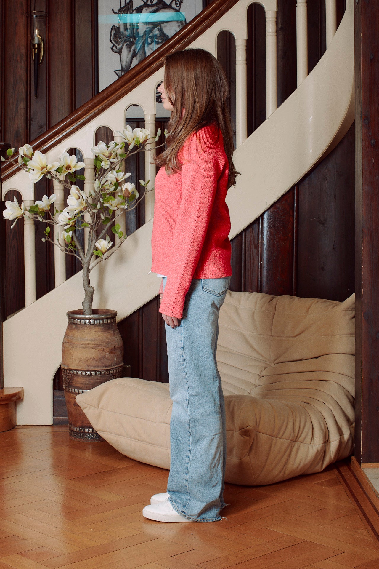 KNITTED CARDIGAN CORAL