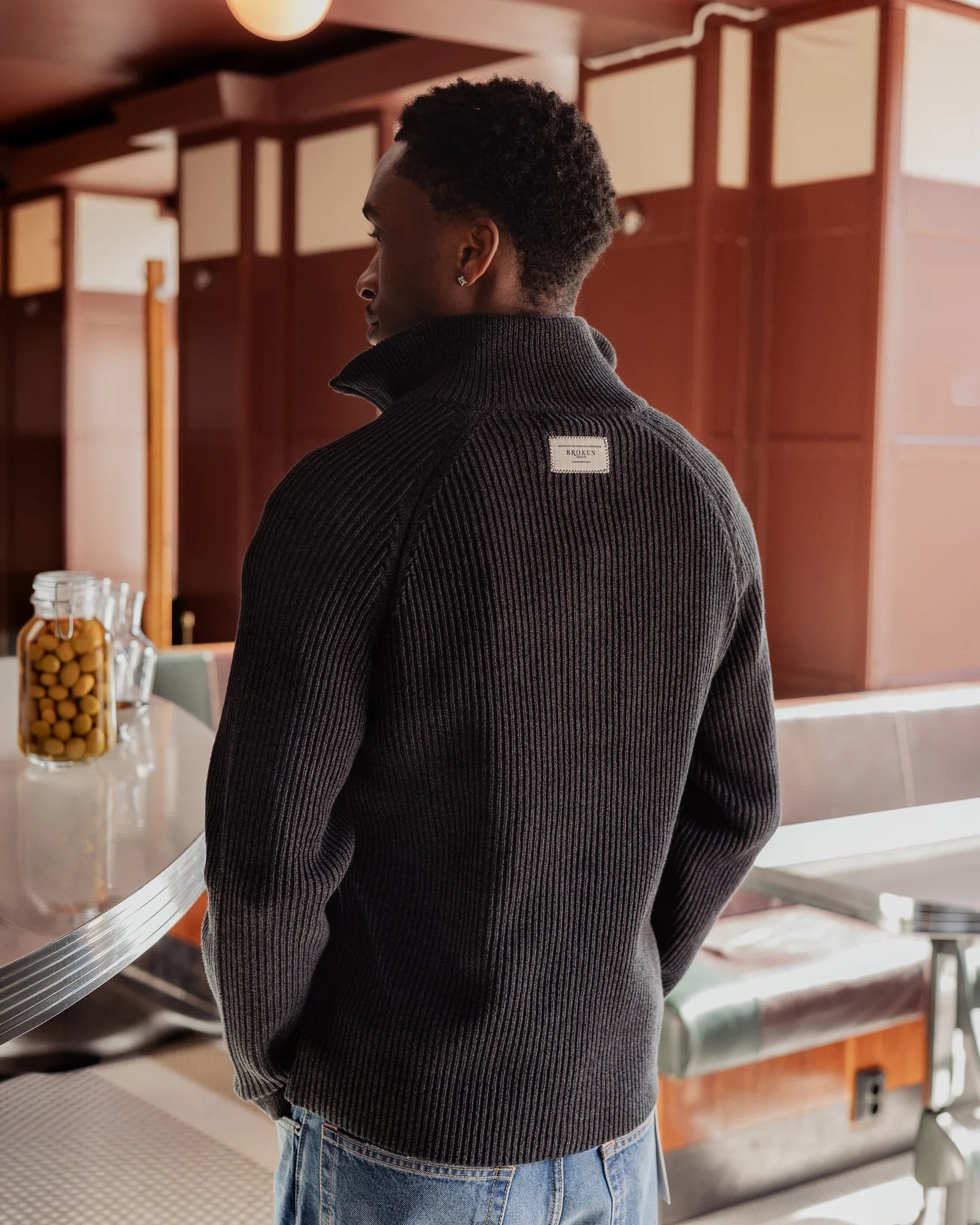 KNITTED CARDIGAN BLACK TWO-TONE