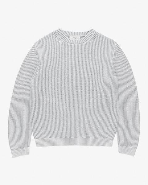 ニット・セーター HUECLOSET Damaged Vintage Washing Round Knit SE330 OCUH Grandpa Sweater Striped Sweater Women Ribbed Knit