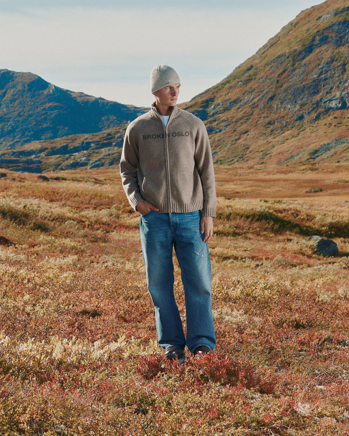 MERINO ZIP BROWN