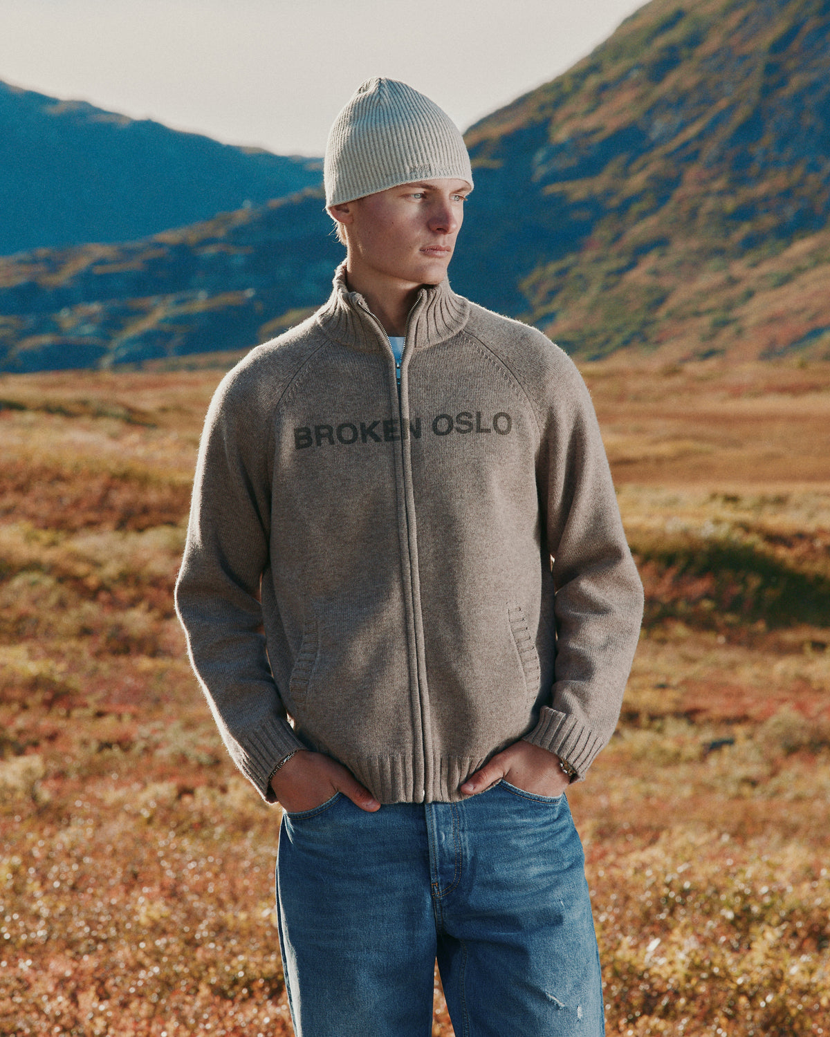 MERINO ZIP BROWN