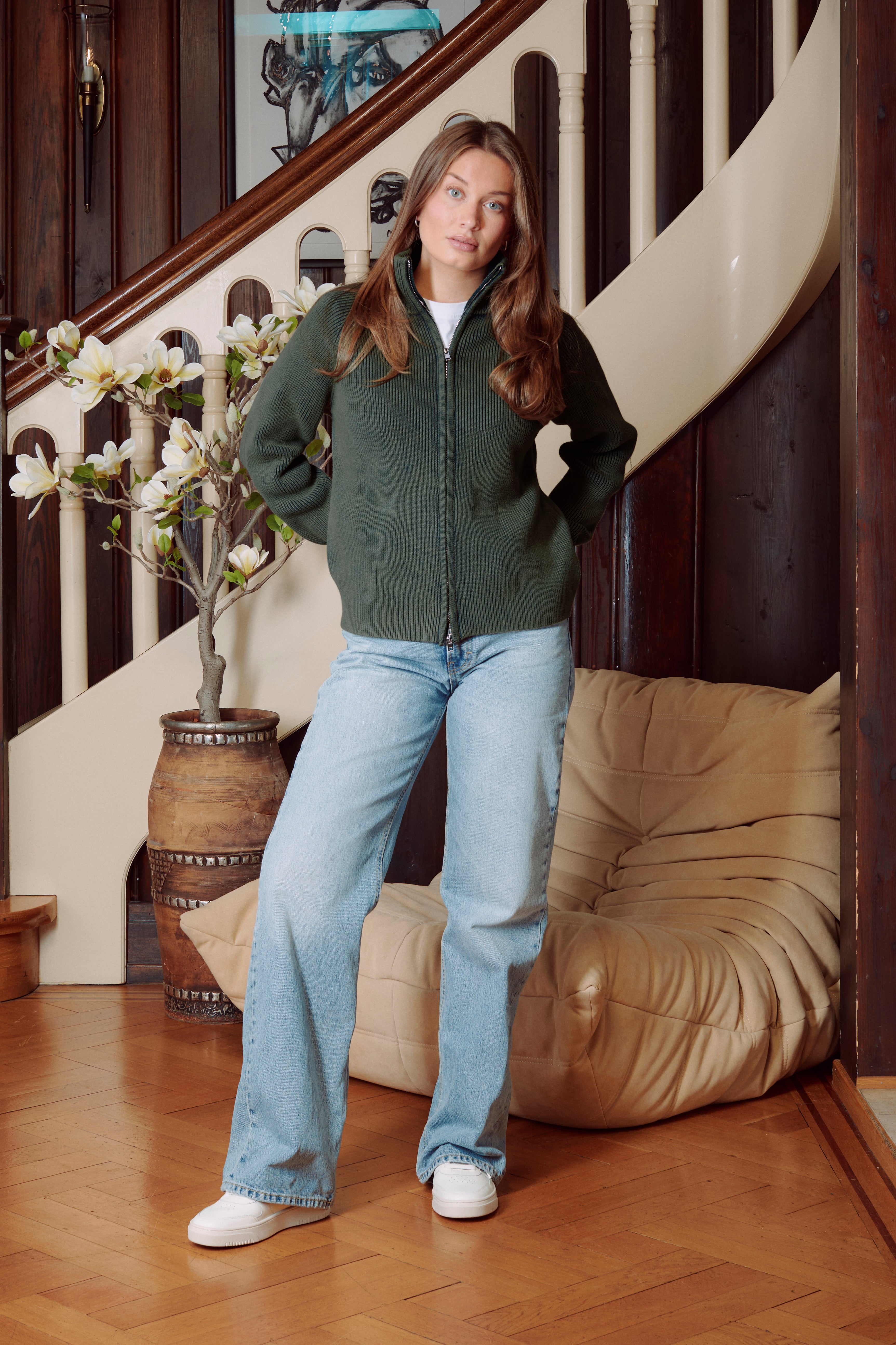 KNITTED CARDIGAN GREEN